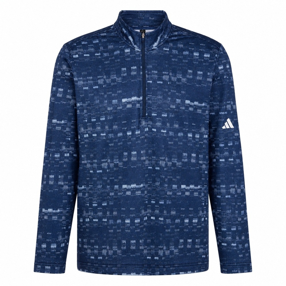 Adidas Sweater Mens XL Core Printed Quarter Zip Pullover Blue Digital Pattern